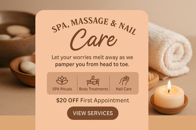 Elegant Boho Spa Service Menu Design for Relaxation