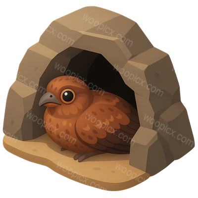 Cute Cartoon Bird Nesting in a Cave