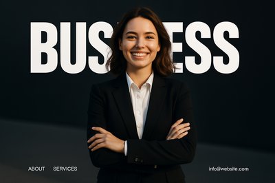 Empowered Businesswoman in Bold Typography