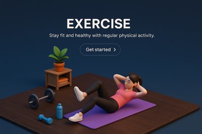 3D Fitness Scene Encouraging Exercise and Healthy Living