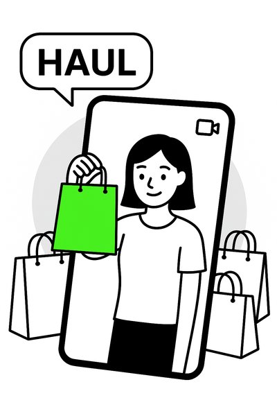 Illustration of a Person Showing Shopping Bags on a Phone