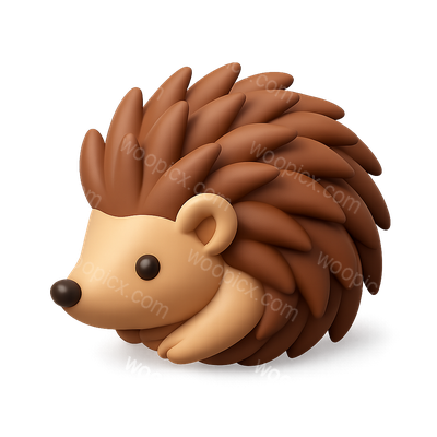 Cute 3D Hedgehog Icon with Curled Spines