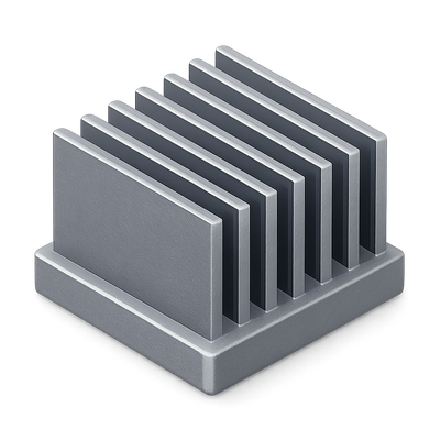 Stylized 3D Heat Sink Icon in Isometric View