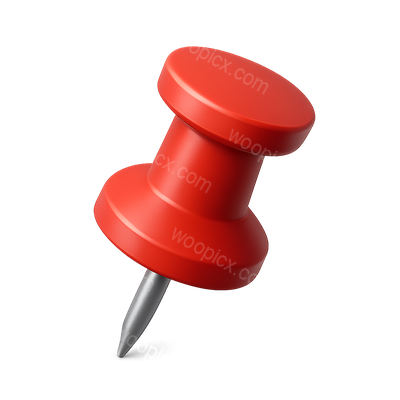 3D Red Pushpin Icon with Isometric View