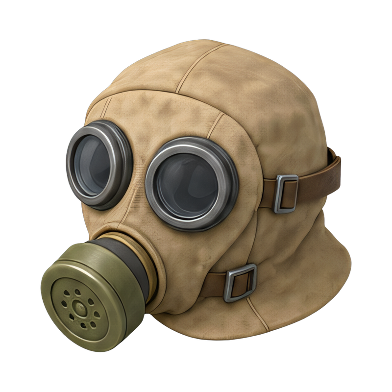 vintage gas mask on canvas