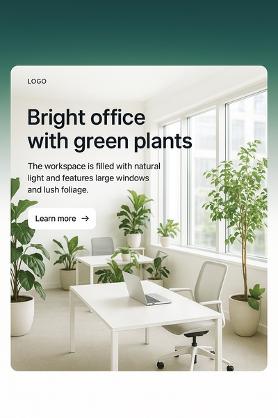 Modern Office Design with Green Plants and Natural Light