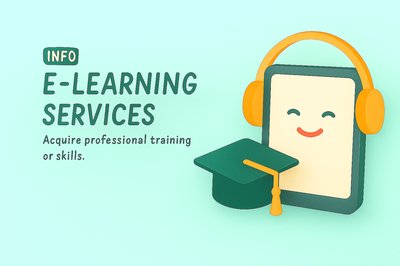 E-Learning Services Graphic with Playful Design