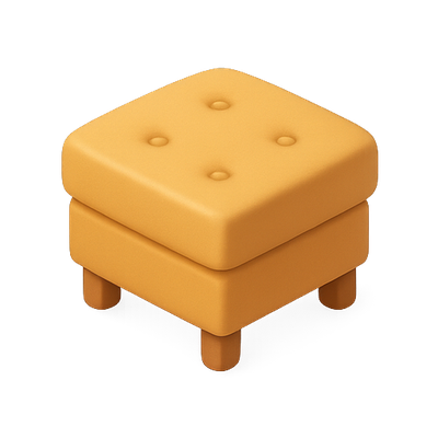 Minimalist Orange Ottoman with Button Detail