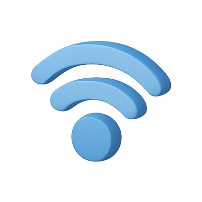 3D Wireless Signal Icon in Blue
