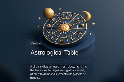 3D Astrological Table Illustration with Zodiac Signs