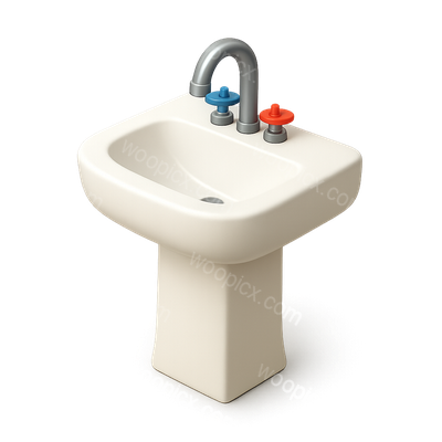 Stylish 3D Bathroom Sink Icon with Volumetric Design