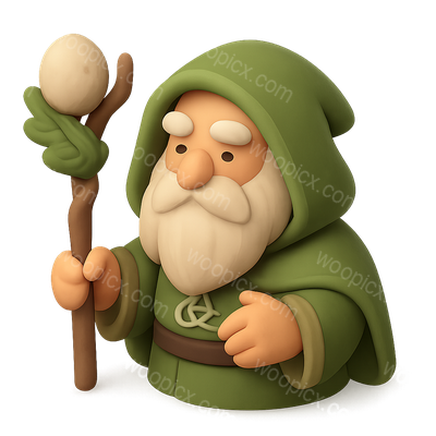 Charming 3D Celtic Druid Icon with Staff