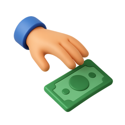 3D Hand Reaching for a Banknote Icon