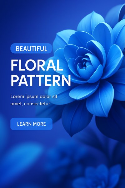 Beautiful Floral Pattern in Vibrant Blue Tones
