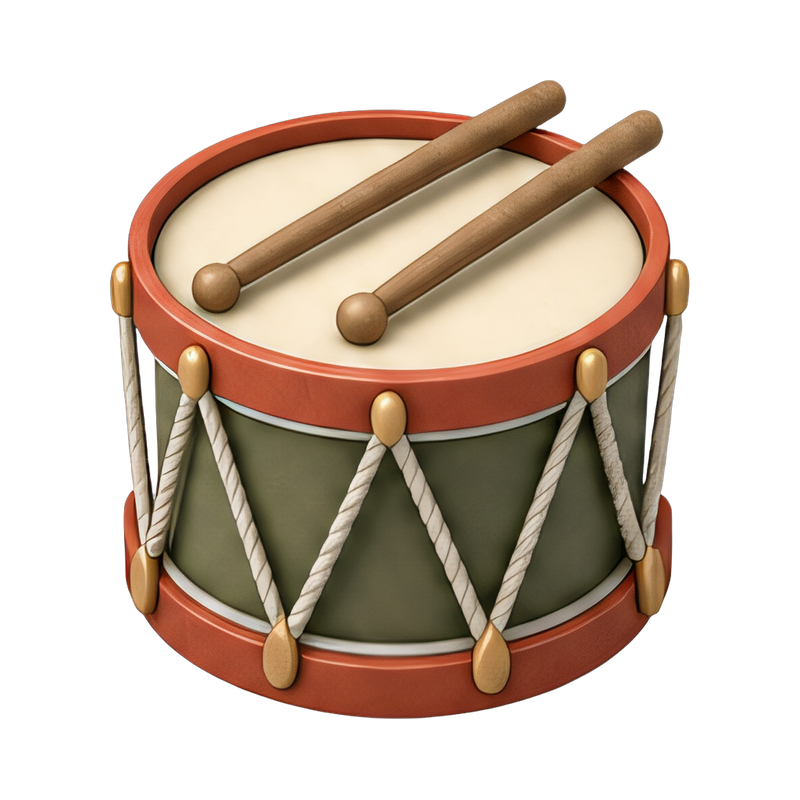 military drum with cords