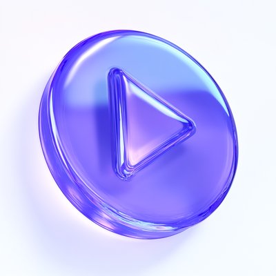 Stylized Play Button Icon with Glossy Finish