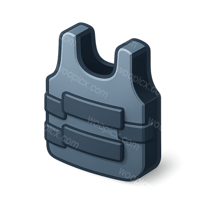 Stylized 3D Icon of a Bulletproof Vest