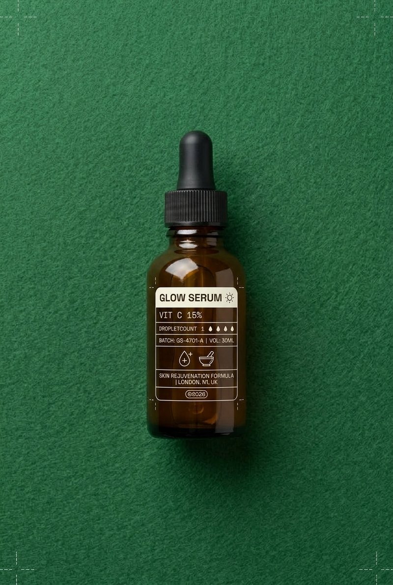 dropper serum on wooden surface