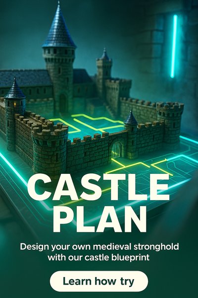 Neon Castle Plan Concept Design for Engaging Carousel Slide