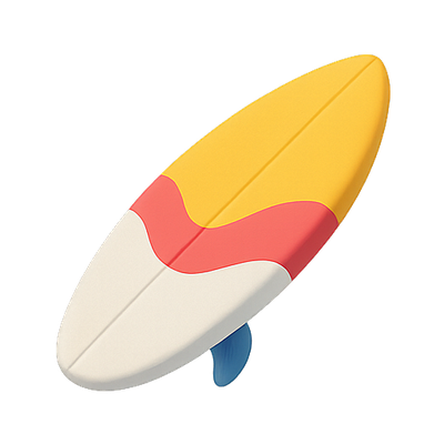 Stylized Surfboard with Bright Colors and Modern Design