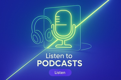 Dynamic Neon Art Design Featuring Podcast Microphone