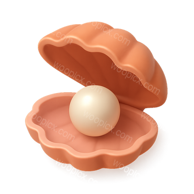 3D Icon of an Open Oyster with Pearl