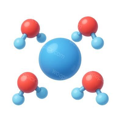 3D Oxygen Molecule Icon with Surrounding Atoms