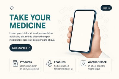 Modern Landing Page Design Featuring Smartphone and Medical Theme