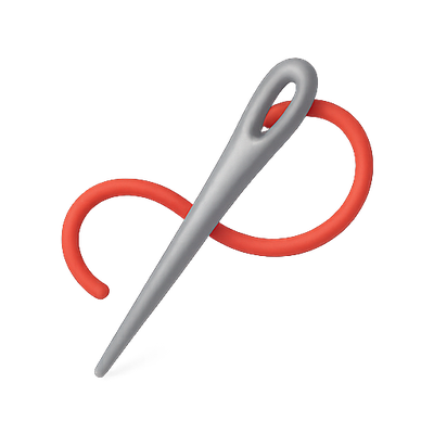 Stylized Needle and Thread Graphic for Crafting