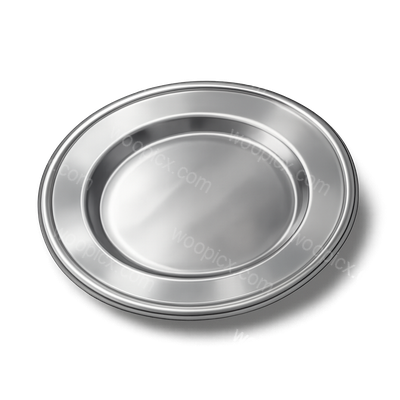 3D Rendered Silver Plate Icon for UI Design