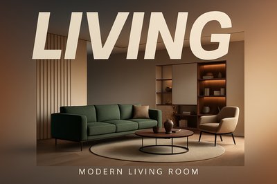 Modern Energetic Living Room Design with Bold Typography