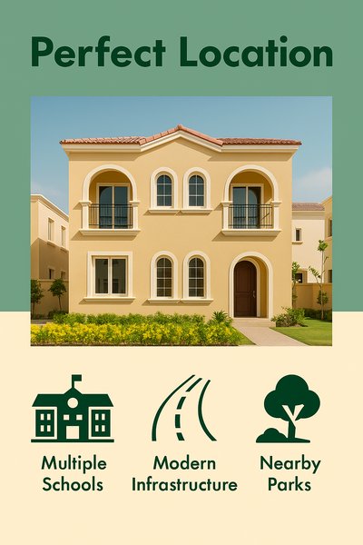 Real Estate Promotional Graphic Highlighting Location Benefits