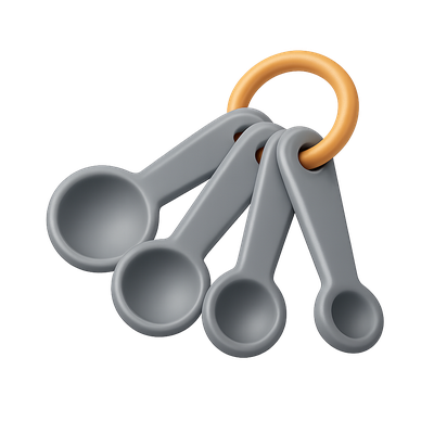 3D Icon of Measuring Spoons Set with Ring