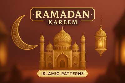 Ramadan Themed Graphic with Islamic Architecture and Patterns