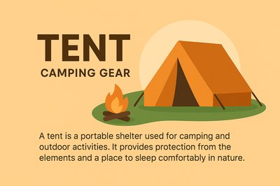 Balanced Tent Design with Camping Gear Theme