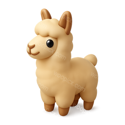 Cute 3D Alpaca Icon with Isometric View