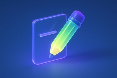 3D Icon of a Pencil with Soft Glowing Effects