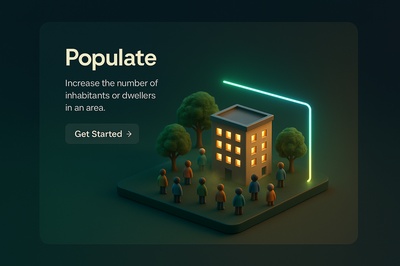 Neon Foggy Scene Featuring 3D Population Concept