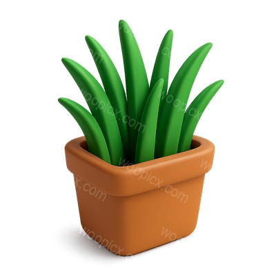 Stylish 3D Icon of Potted Plant with Grass