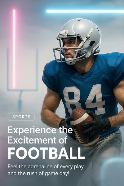 Dynamic Sports Promotional Image Featuring Football Player