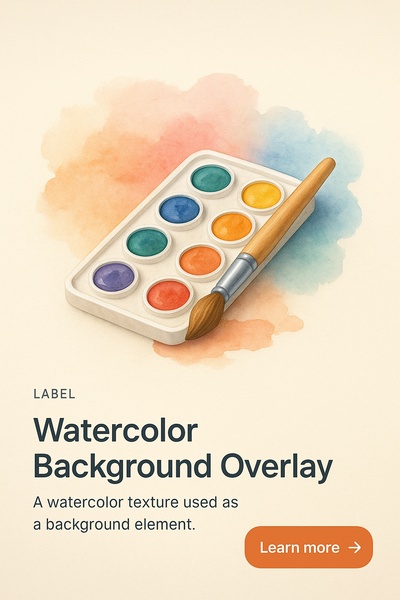 Realistic Watercolor Background Overlay with 3D Elements
