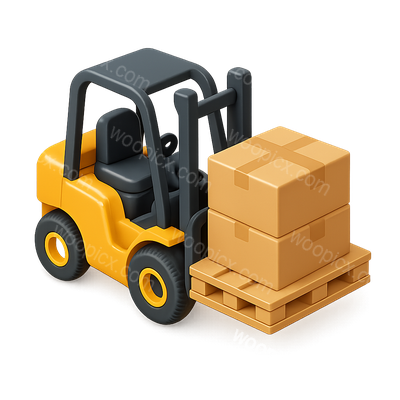 3D Forklift Icon with Pallets in Isometric View