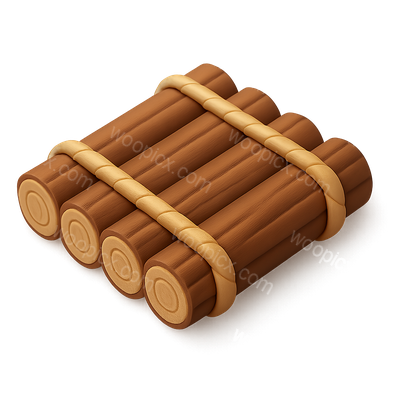Stylish 3D Wooden Raft Icon with Isometric View