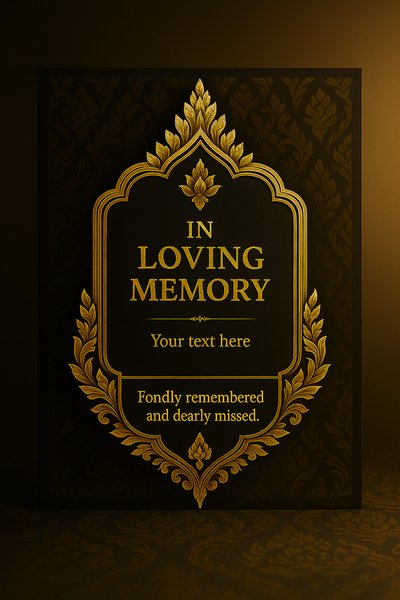 Elegant Memorial Card Design with Gold Accents