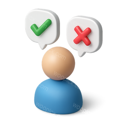 3D Speech Bubble Icons with Check and Cross Marks