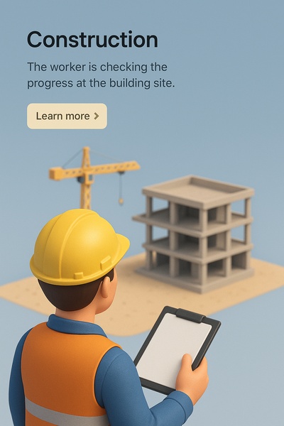 Construction Worker Checking Progress at Site