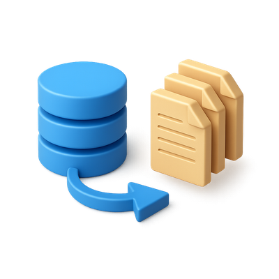 3D Icon Representing Batch Processing with Volumetric Design