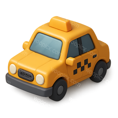 Stylized 3D Taxi Icon with Isometric View