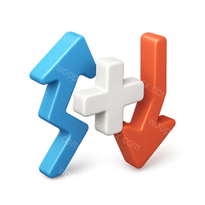 3D Zigzag Arrows Icon with Plus Symbol