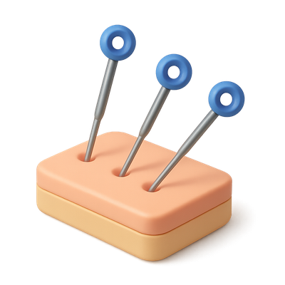 Stylized 3D Acupuncture Needle Icon with Soft Colors